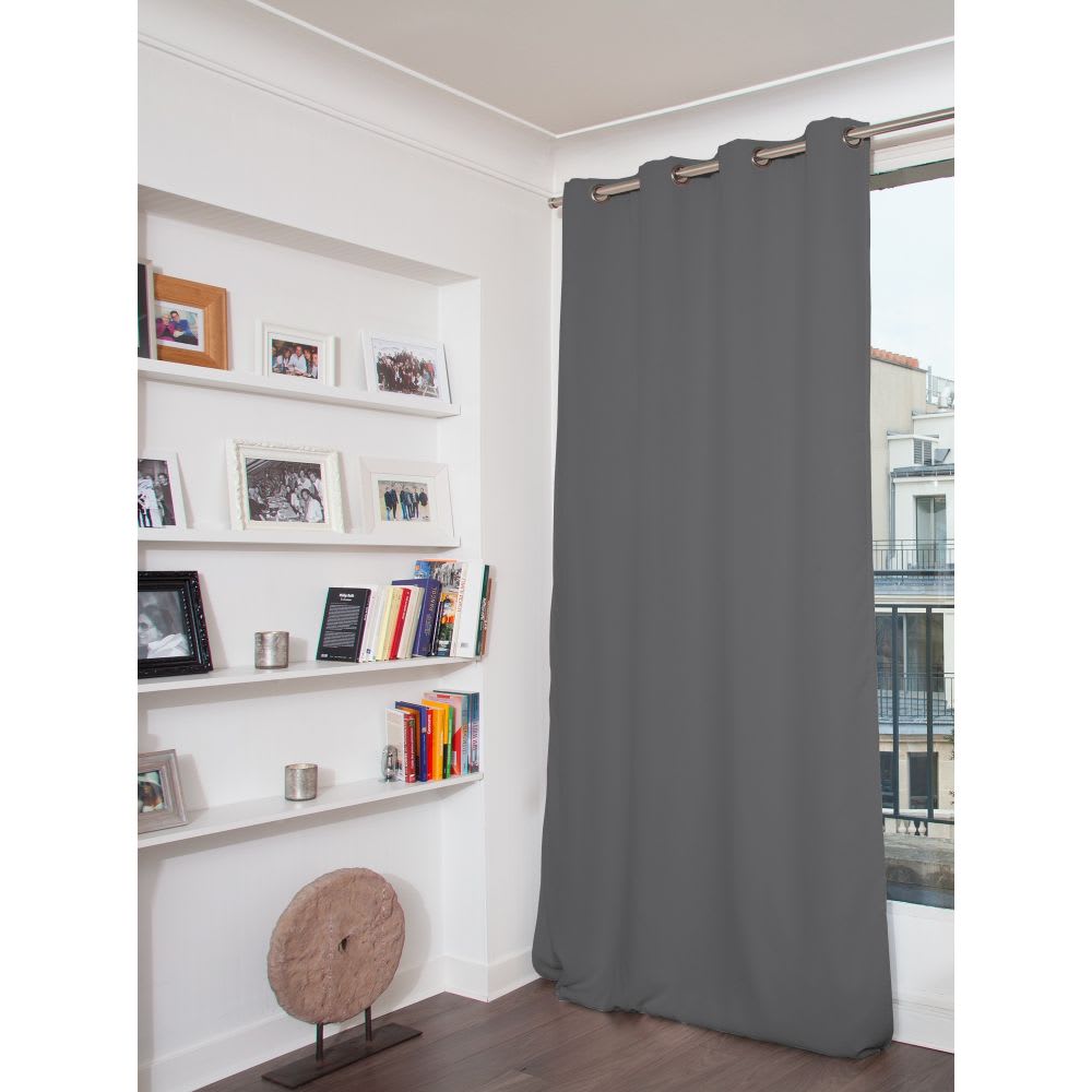 Rideau phonique Velours Oeillets Gris MC09 130L x 250H