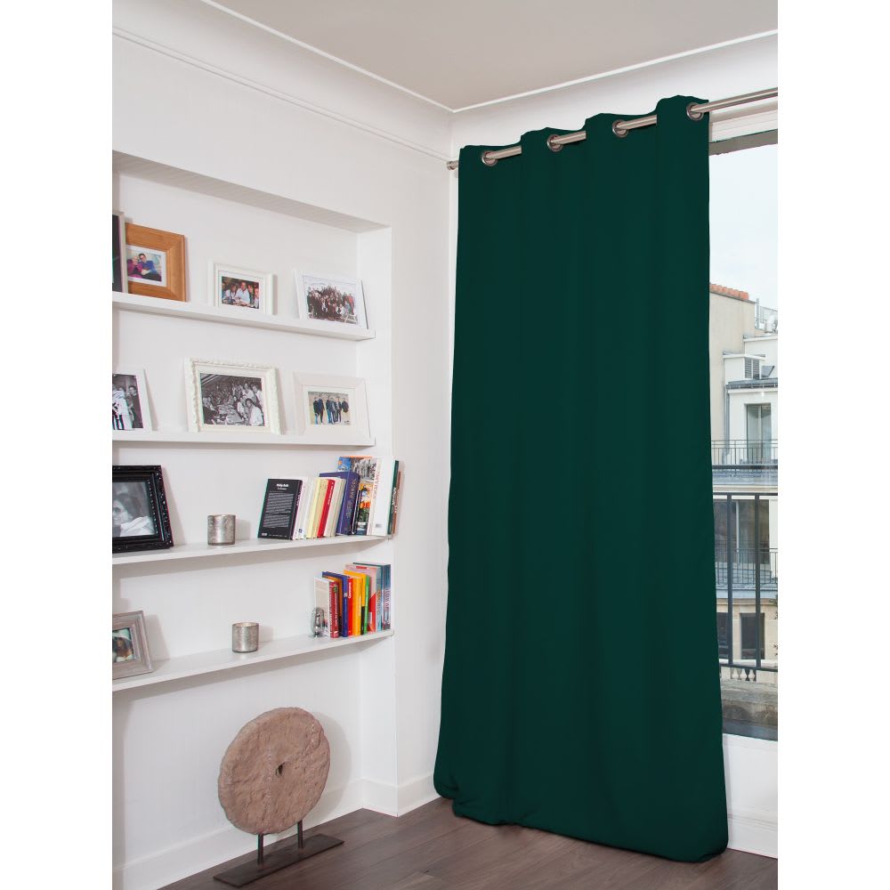 Rideau phonique Velours Oeillets Vert MC228 130L x 250H