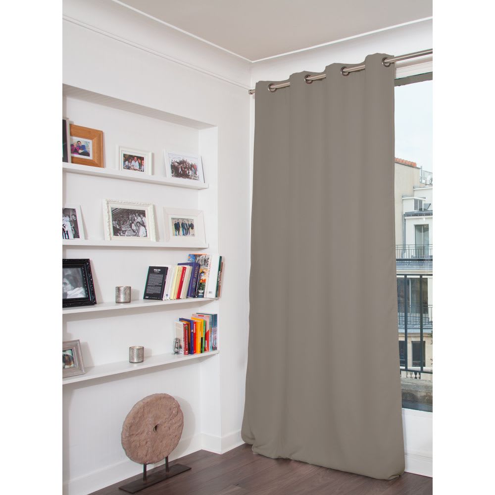 Rideau Occultant Total Velours Oeillets Gris MC740 130L x 250H