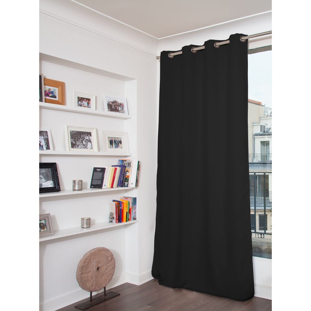 Rideau Occultant Total Velours Oeillets Noir MC710 130L x 250H