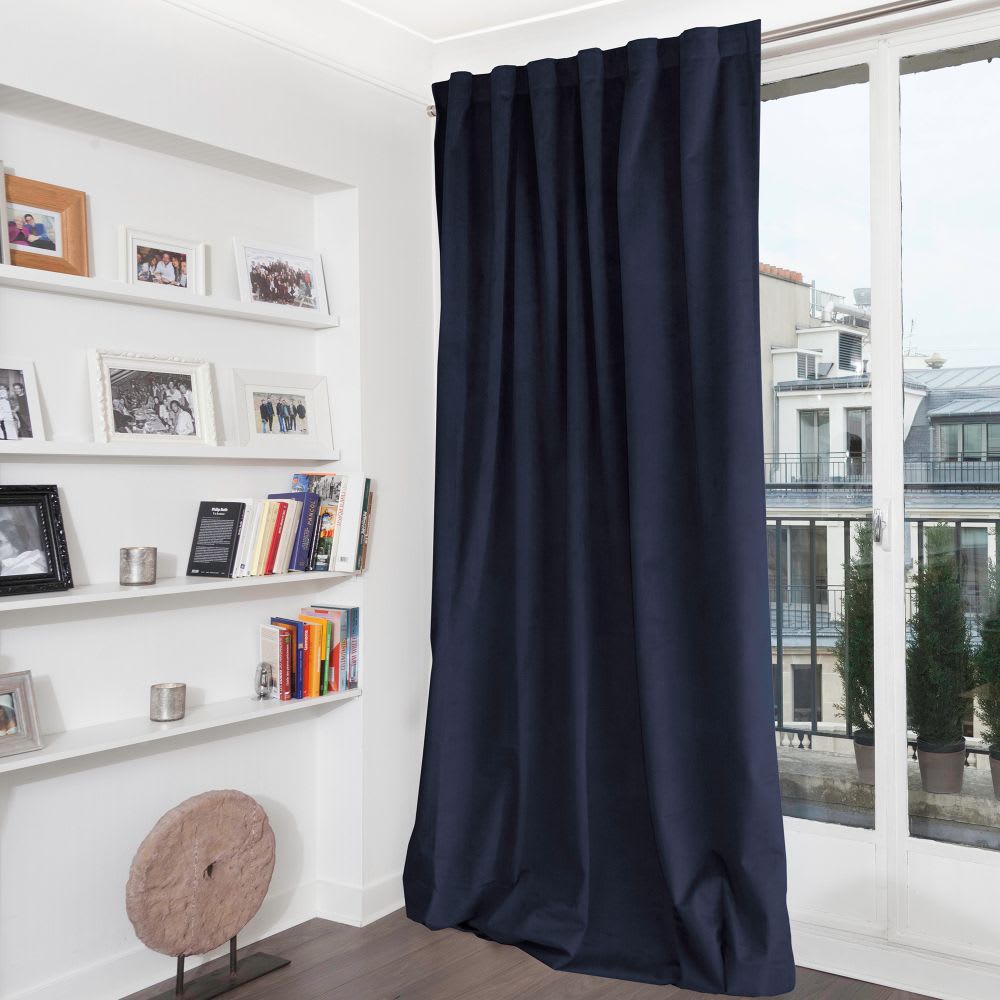 Rideau Occultant Total Velours Pattes cachées Bleu MC412 135L x 280H