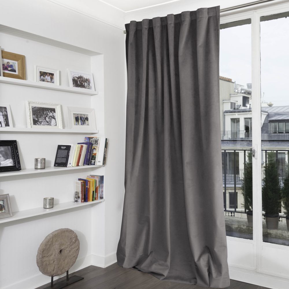 Rideau Occultant Total Velours Pattes cachées Gris MC09 135L x 280H