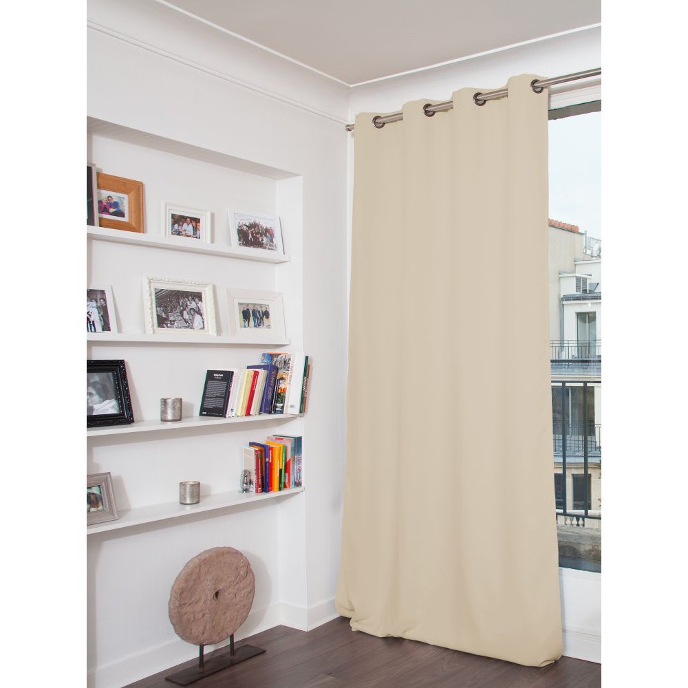 Rideau Occultant Total Velours Oeillets Beige MC15 130L x 250H