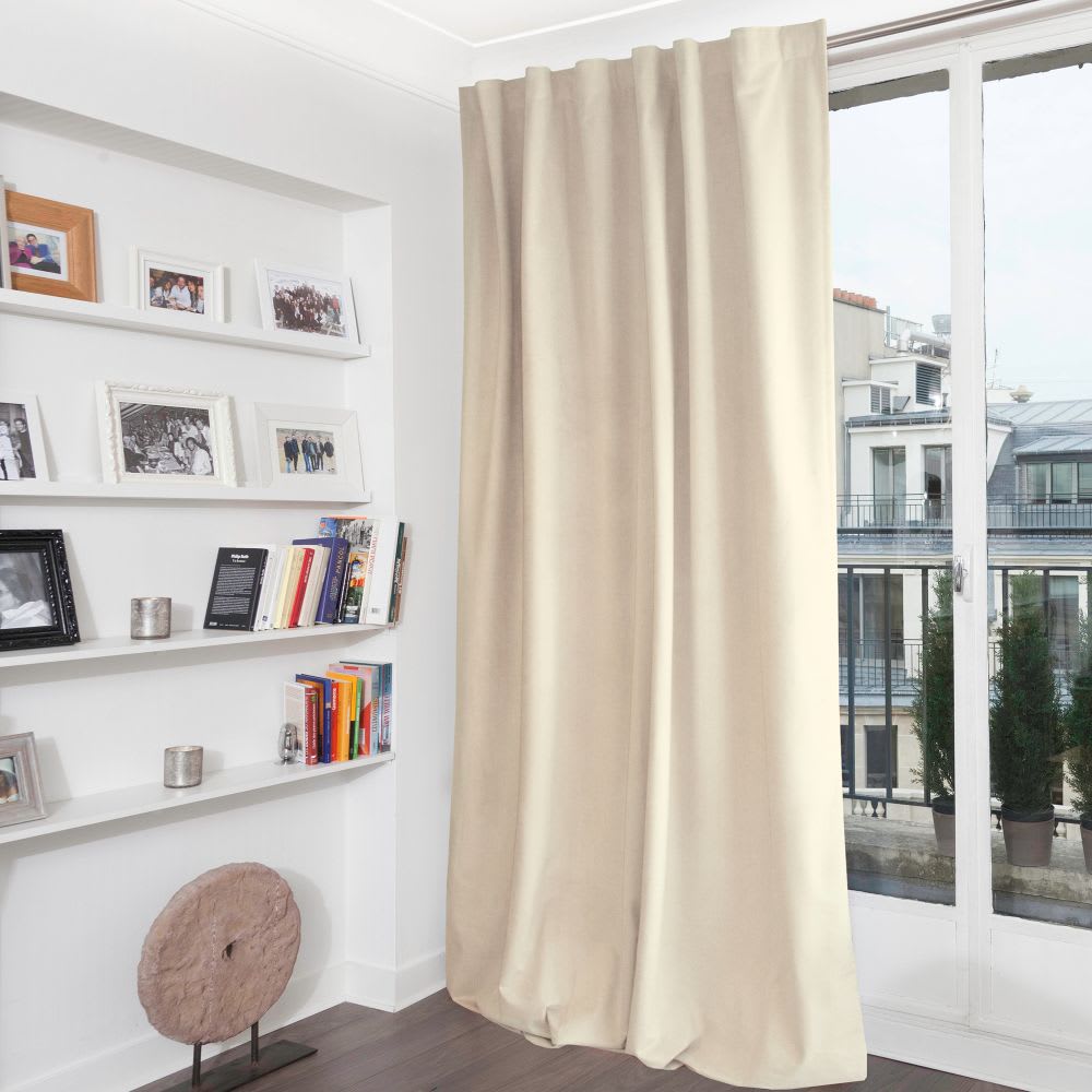 Rideau Occultant Total Velours Pattes cachées Beige MC15 135L x 280H