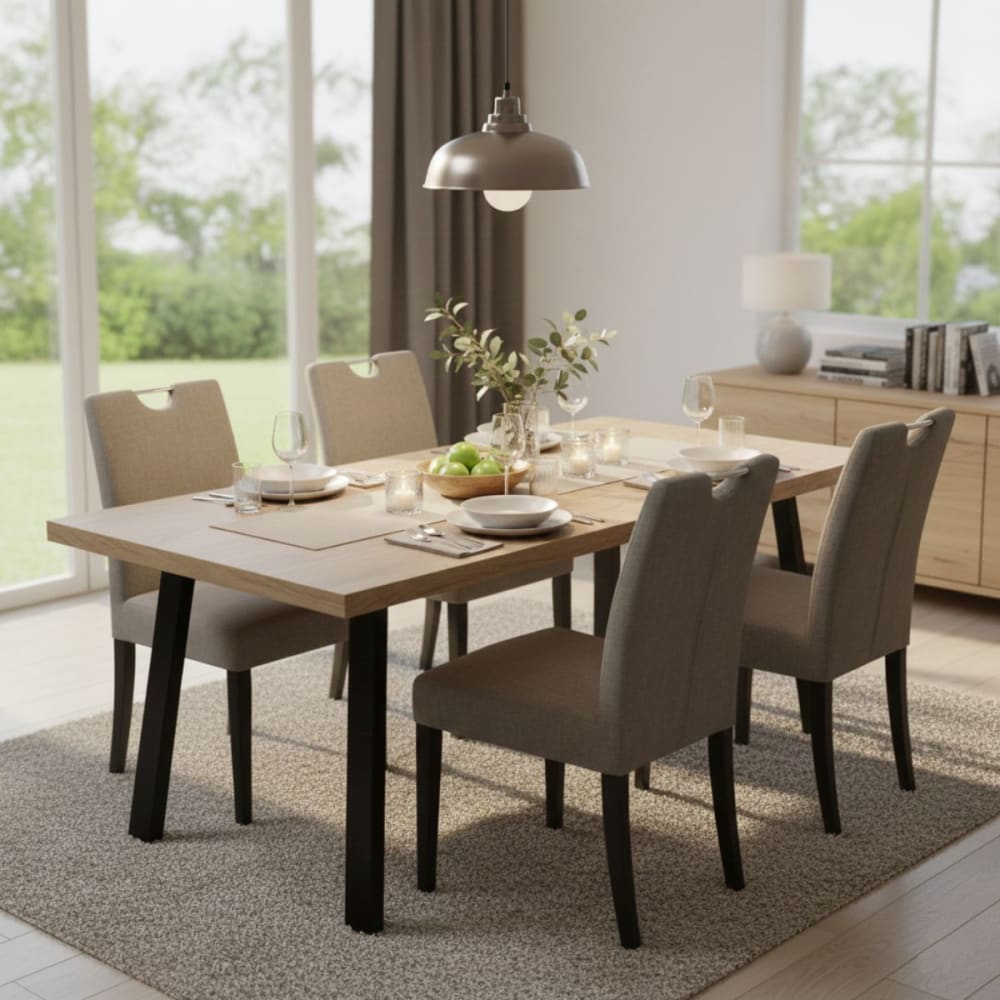 CANYON - Table Rectangulaire 200cm Aspect Bois Piètement A Métal Noir