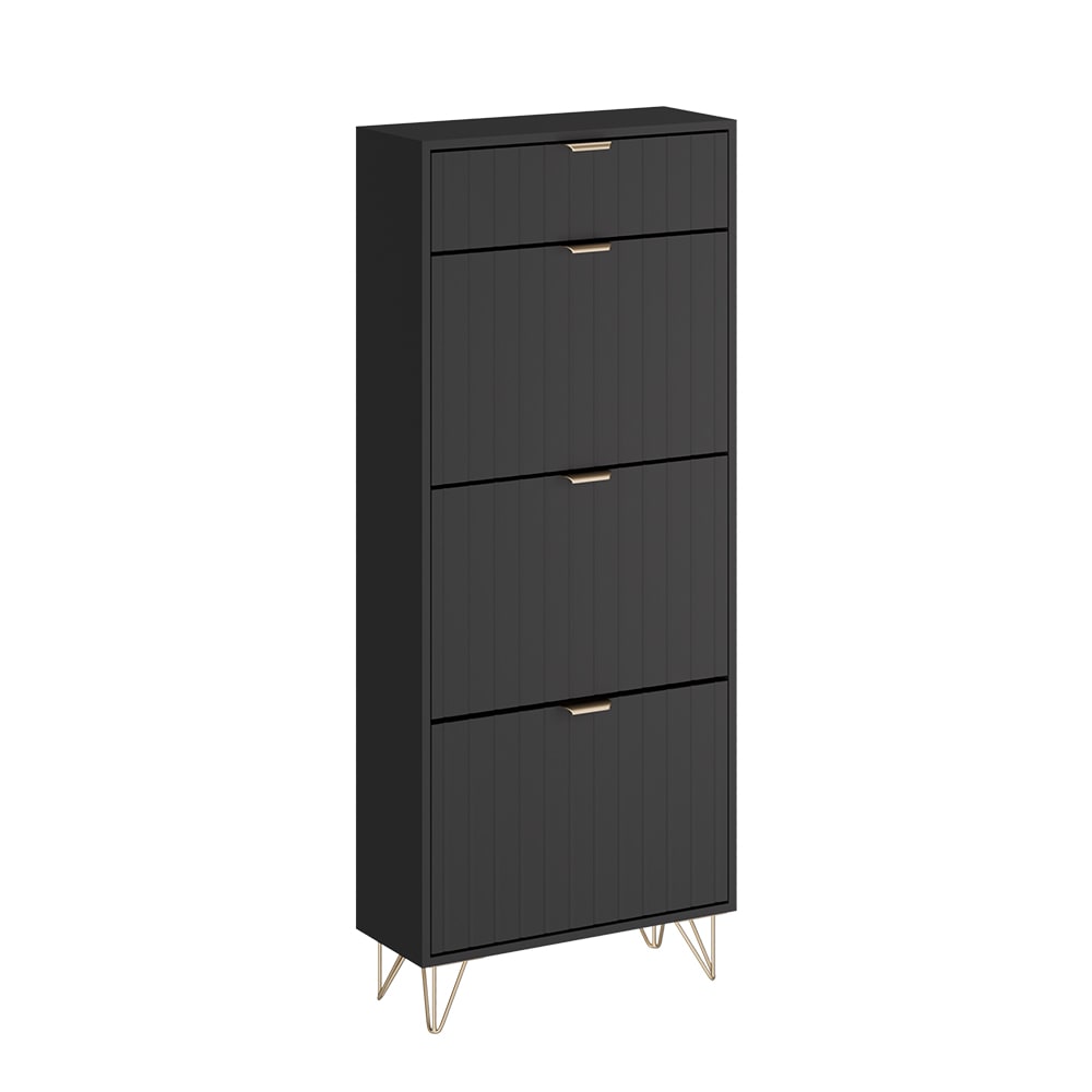 Vicco Armoire à chaussures Noir 60x145cm 3 compartiments