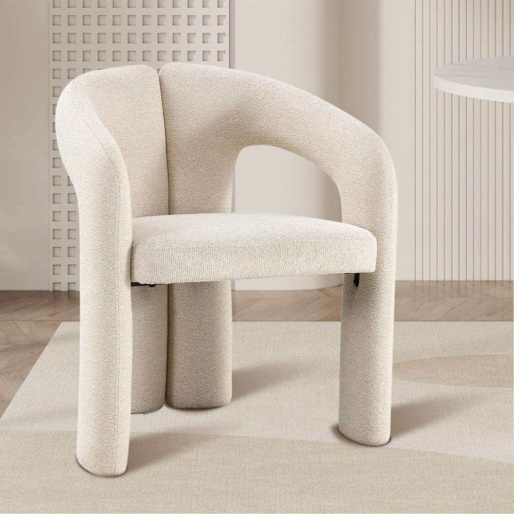 Beja Fauteuil En Tissu Bouclette Beige