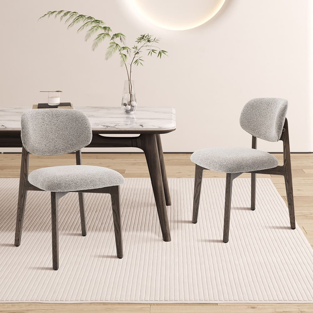 Carmen - Chaise En Tissu Beige Et Chêne Massif Foncé