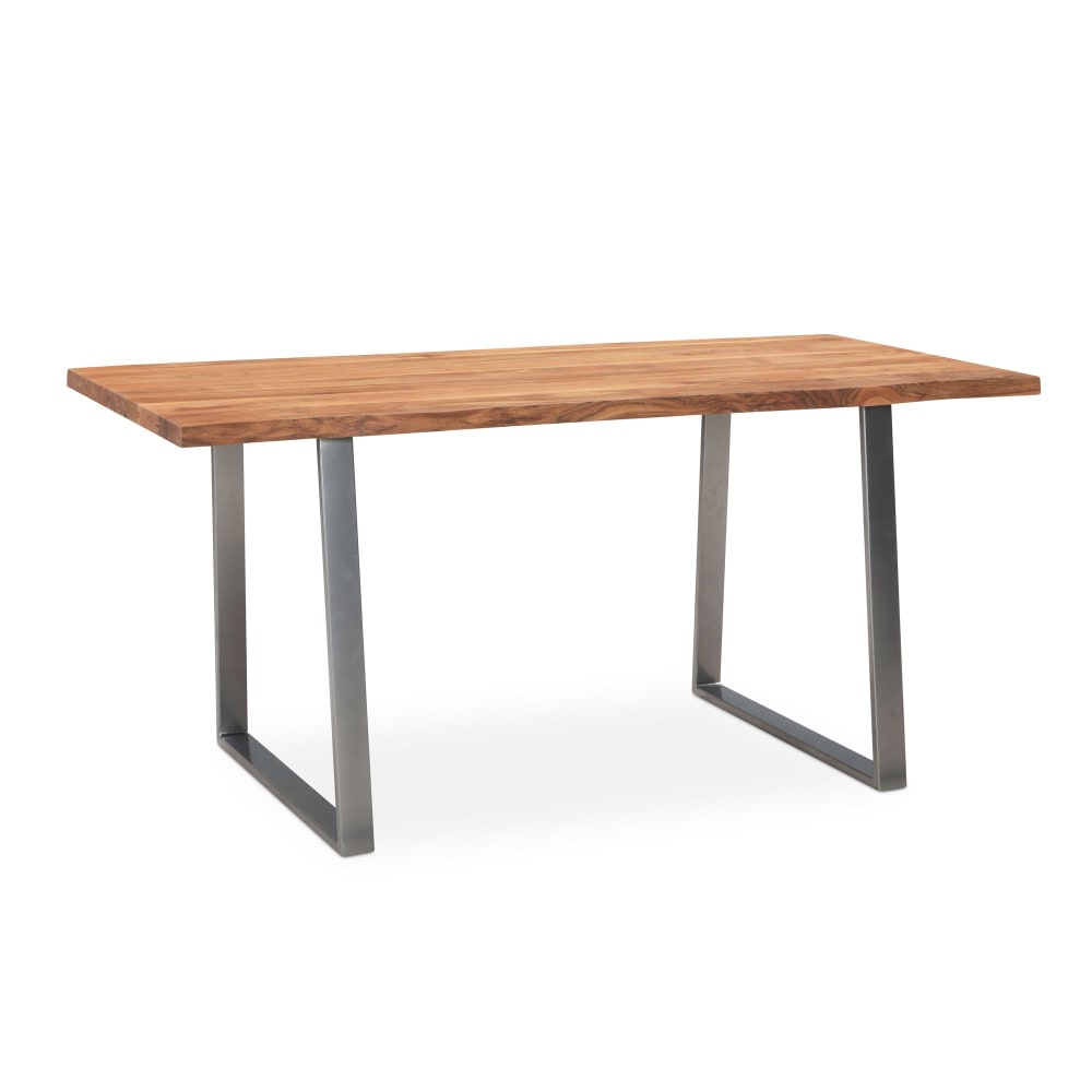 Finebuy Bureau Bois Massif Acacia 180 Cm Métal Table D'ordinateur Bord Naturel Moderne