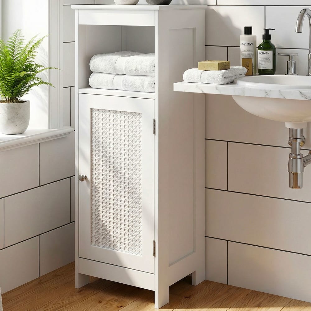 Armoire De Salle De Bain Blanche Meuble De Bain Porte & Étagère Étagère De Bain