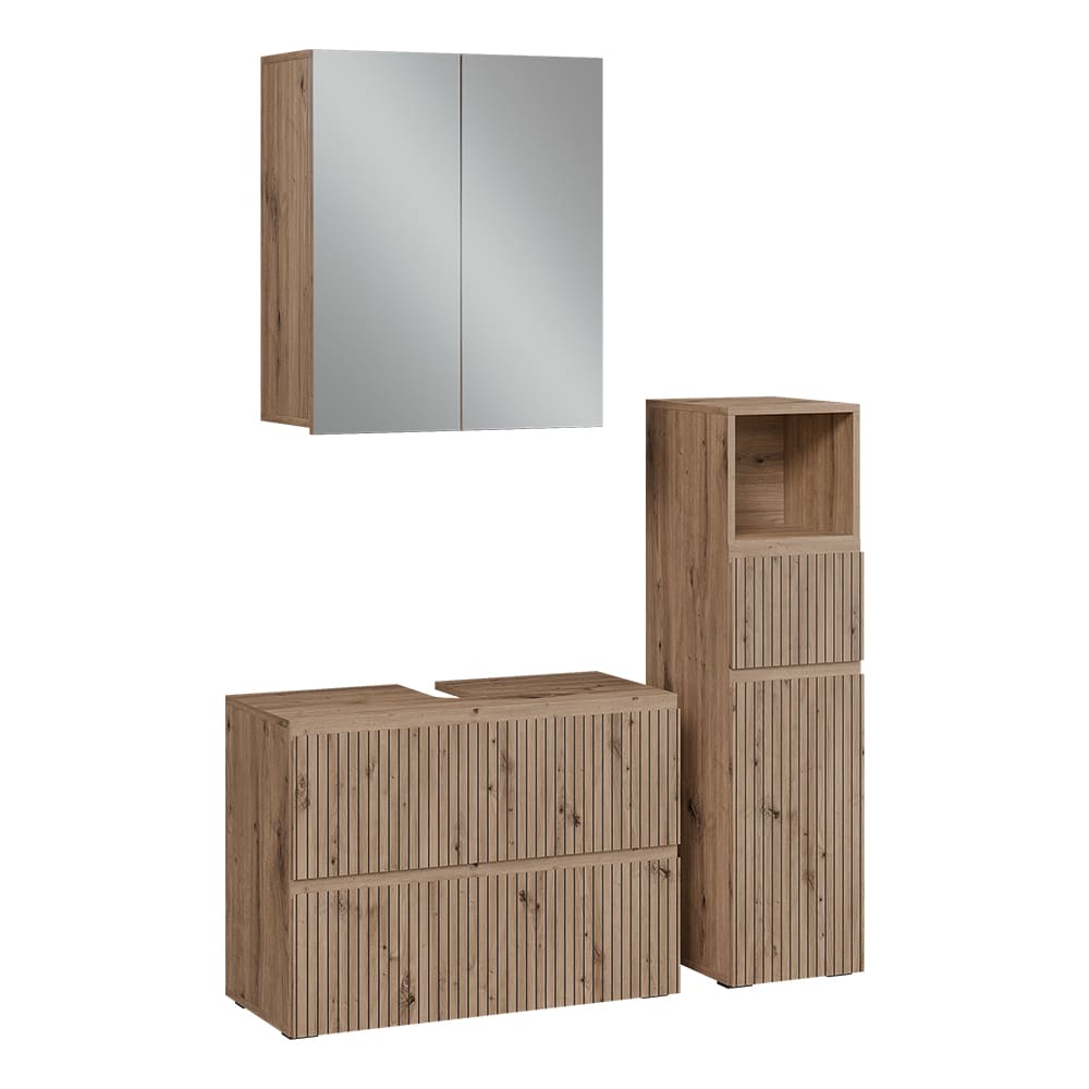 Ensemble De Meubles De Salle De Bain 3 Pièces Takumi, Chêne Artisan, 3 Pièces, Vicco