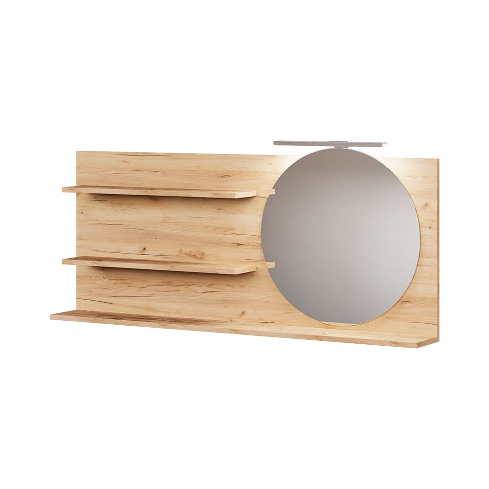 Vicco Miroir étagère Chêne 120x50cm avec 3 compartiments ouverts