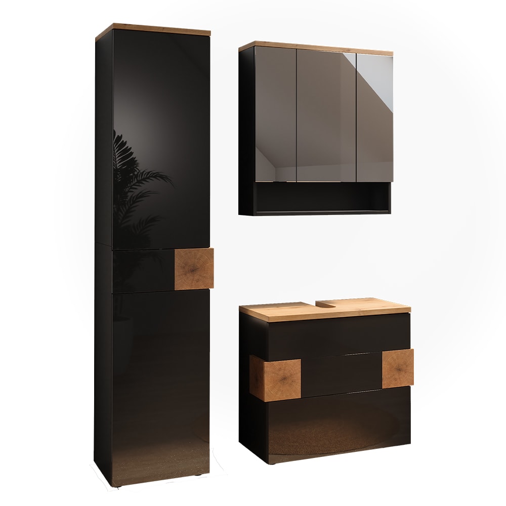 Meubles bain 3 pièces anthracite 70x64cm