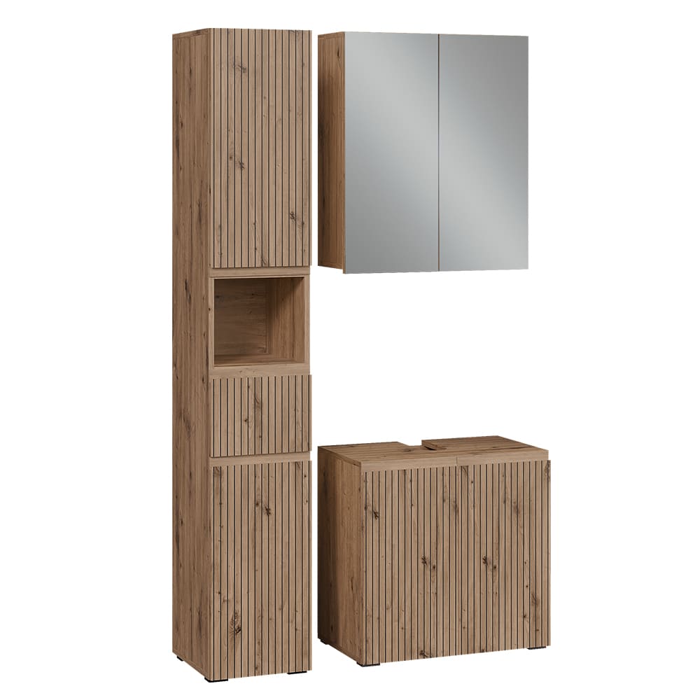 Ensemble De Meubles De Salle De Bain 3 Pièces Takumi, Chêne Artisan, 3 Pièces, Vicco