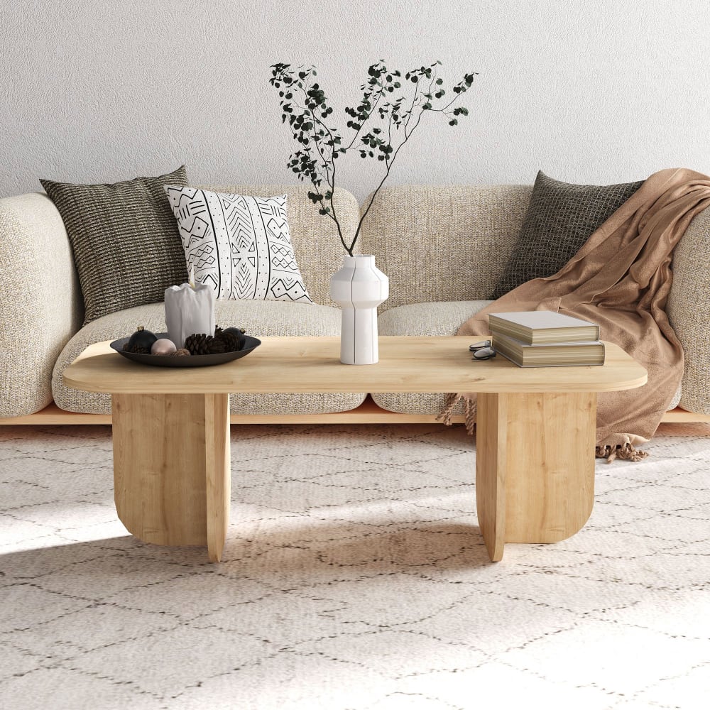 Table basse rectangulaire 120x60x40 cm décor naturel - bekso