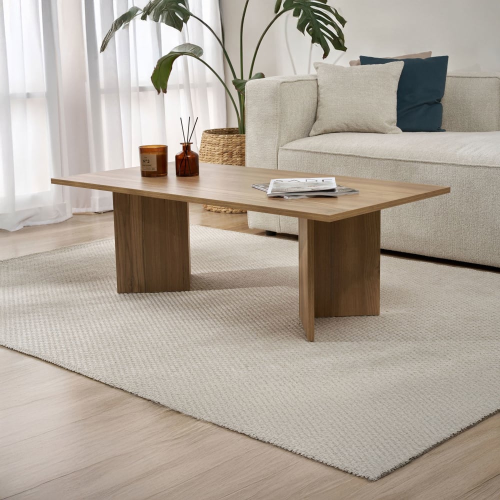 Table basse rectangulaire 120x60x40 cm couleur chêne - teona