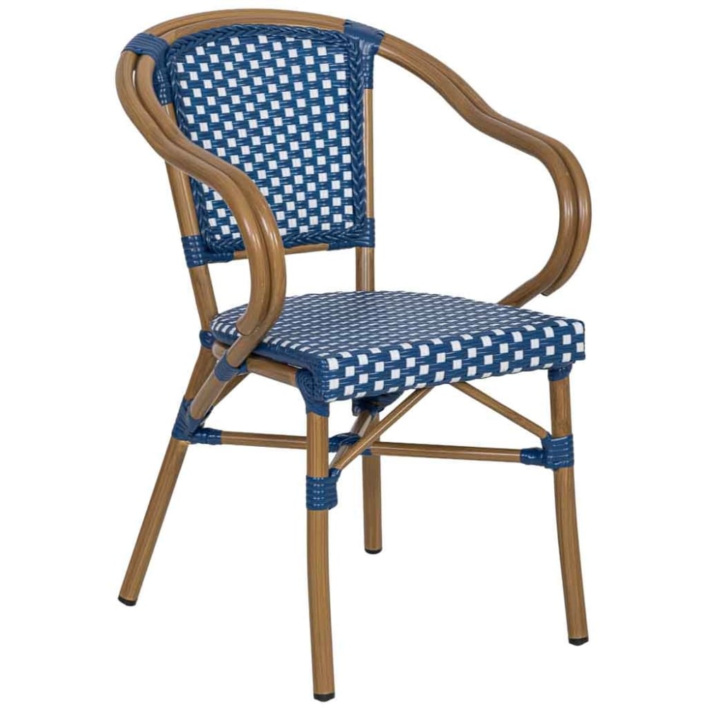 Fauteuil en rotin synthétique bleu 57x57x84 cm