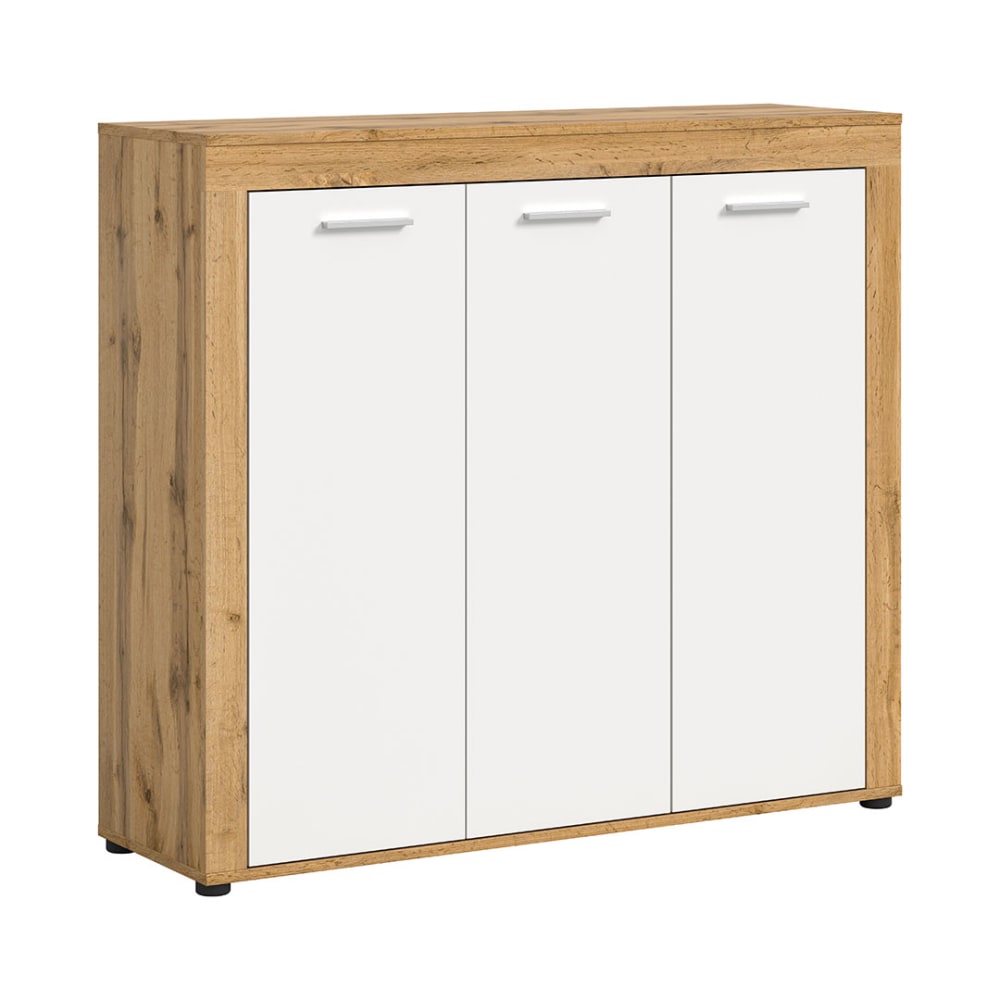Meubles à chaussures 3 portes 120x37x108 cm blanc décor en chêne -