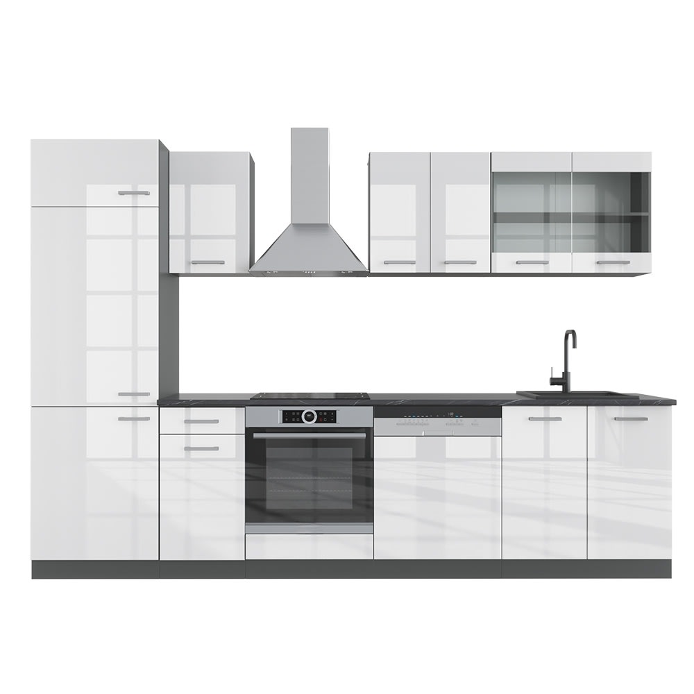 Cuisine, pt anthracite, blanc brillant/anthracite 300 x 207cm