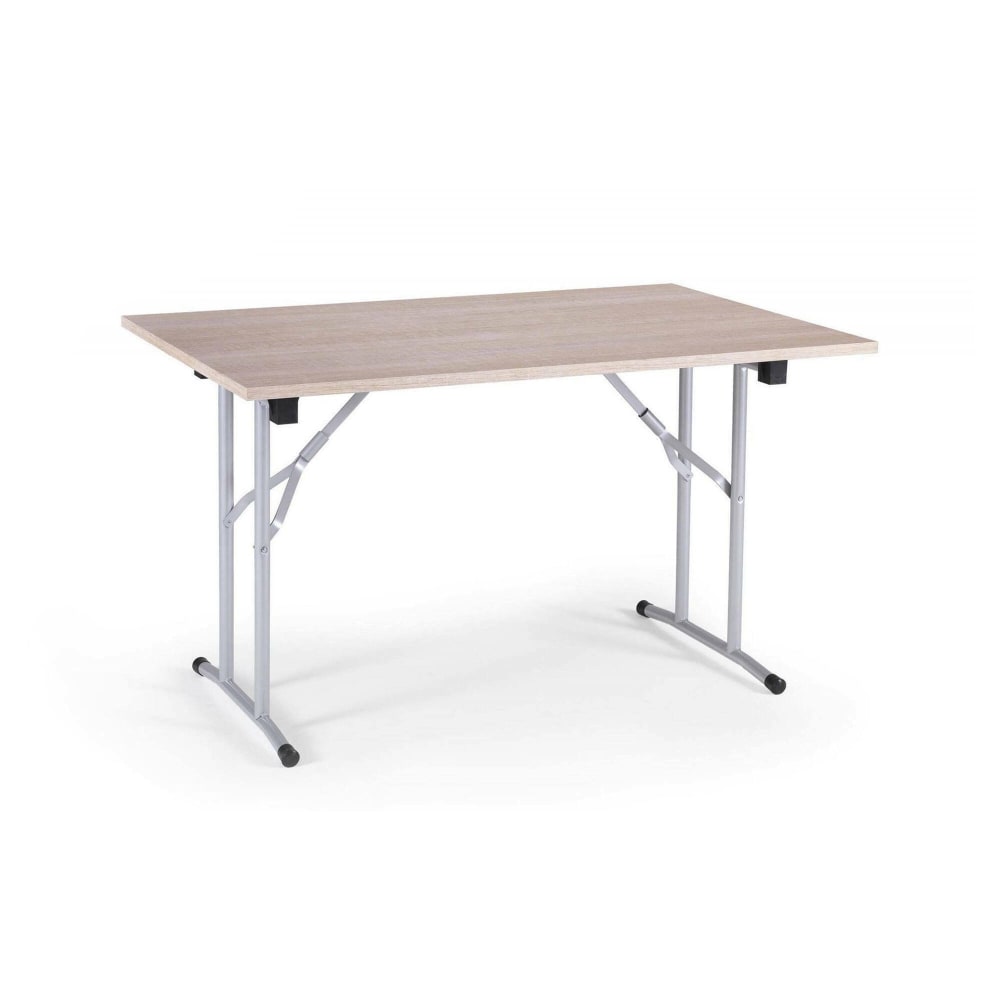 Table Pliante,effet Bois,chêne Gris,125x75h80 Cm