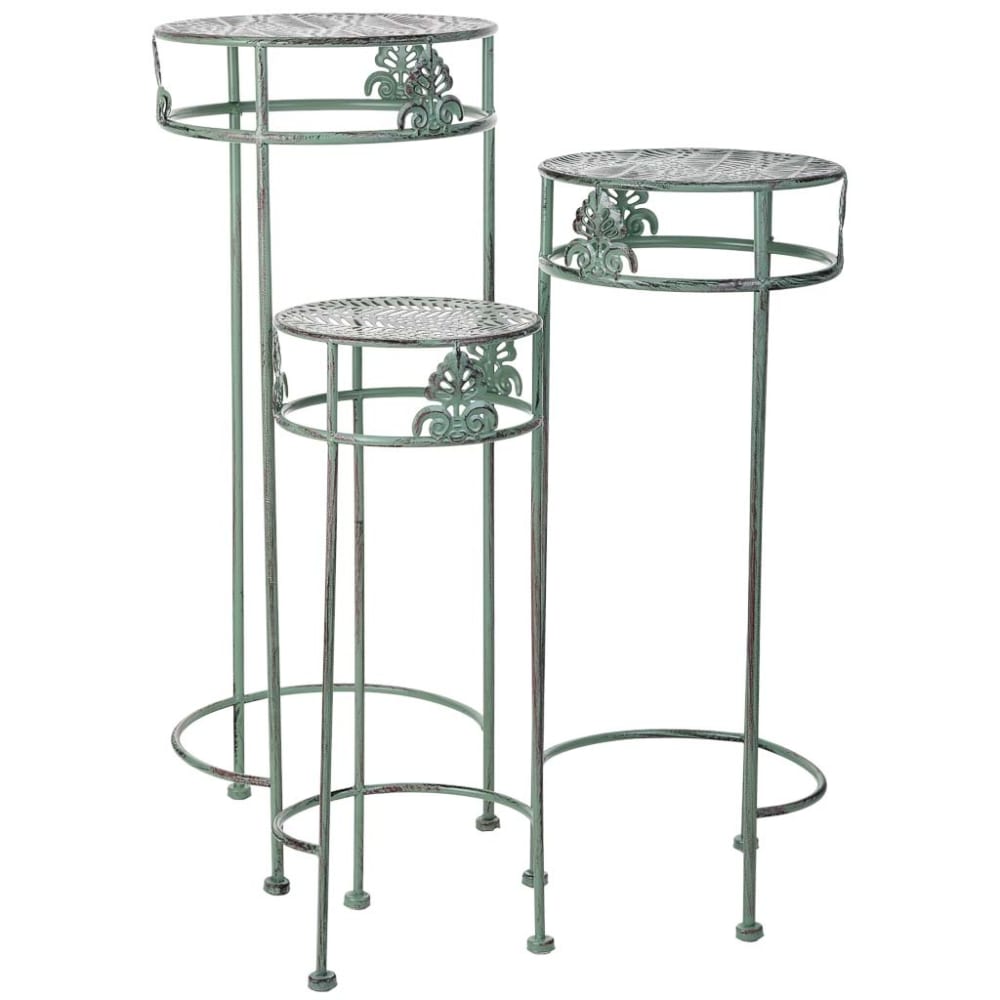 Support De Pot De Fleurs Noir, 3 Pièces, 28x28x69-24x24x59-20x20x49h Cm