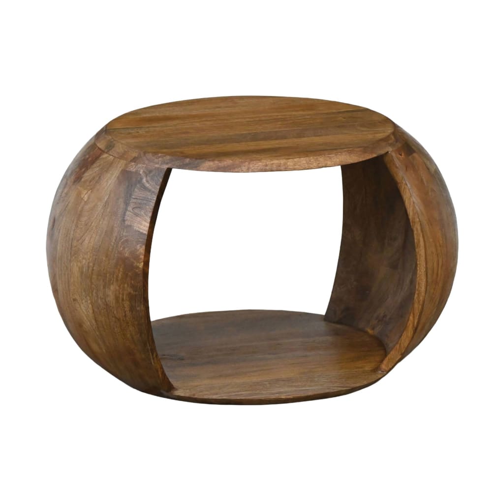 Table basse manguier bois massif ronde 60 cm table salon compartiment rangement FineBuy