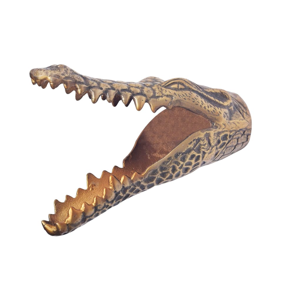 Décoration Murale Crocodile Aluminium 31 Cm Objet Mural Doré Motif Animal Moderne