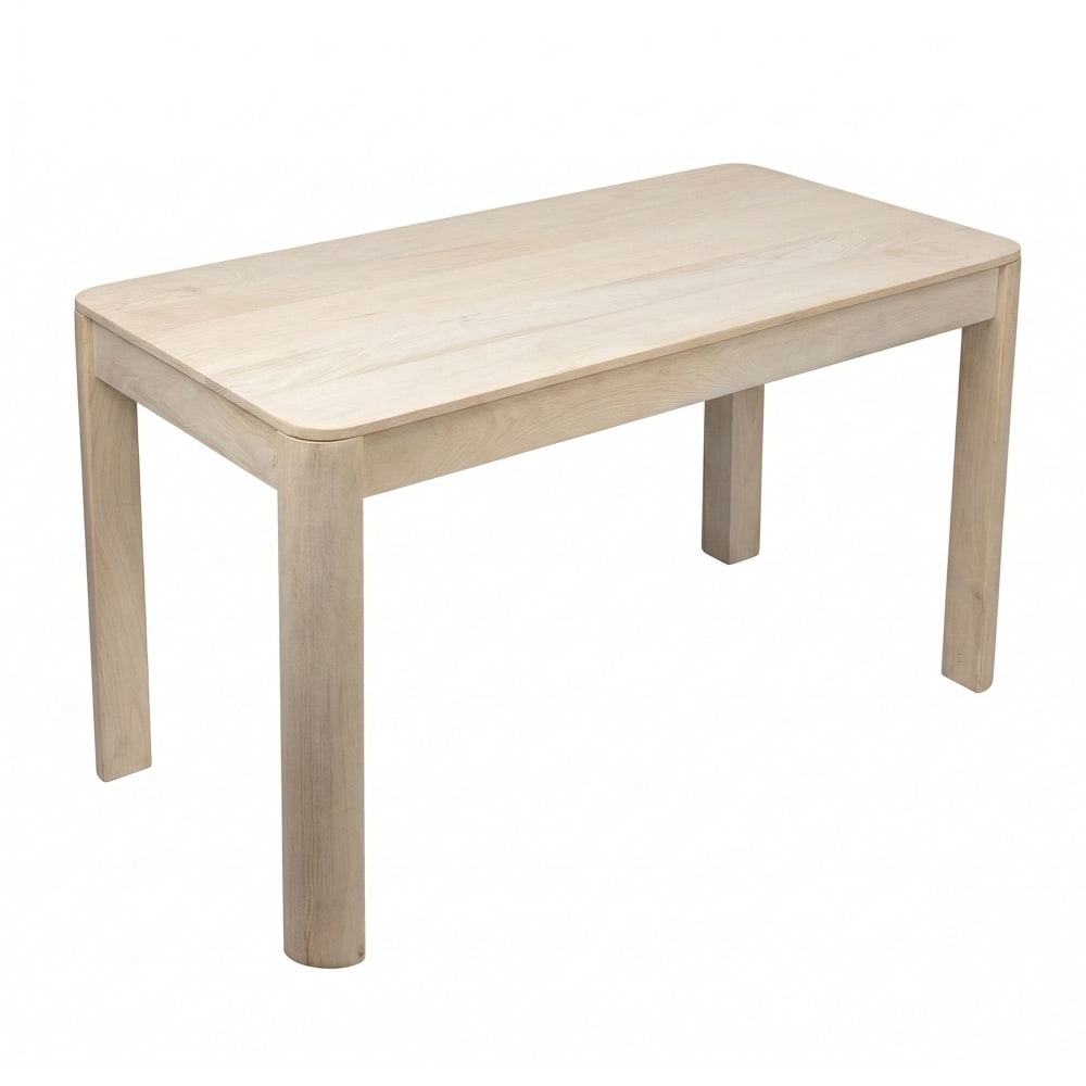 Table De Salle À Manger Bois Massif 120cm Table De Cuisine White Wash 6 Pers.