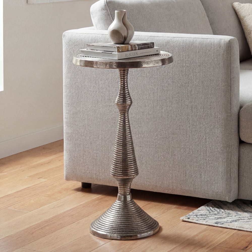 Table d'appoint Alu Argenté 30cm Métal Table basse Table salon Table décorative FineBuy