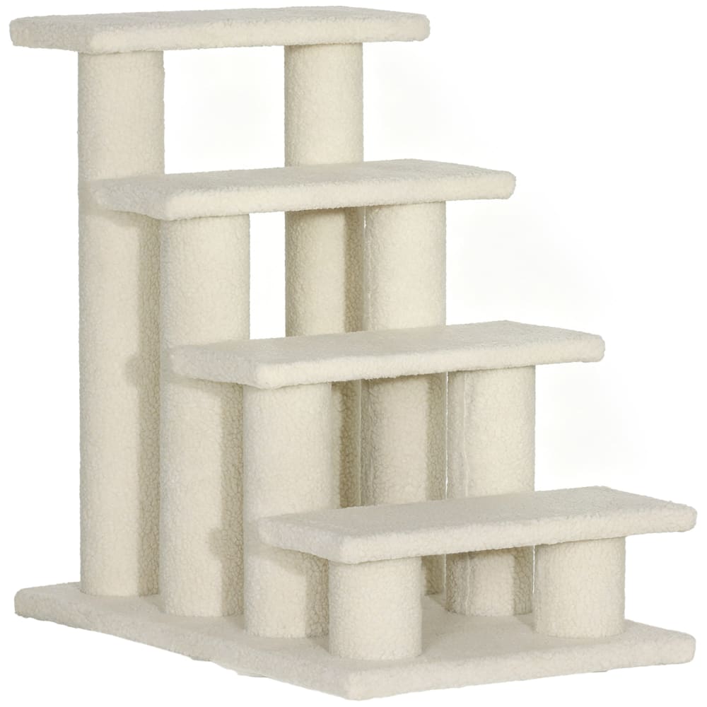 Arbre à chat panneau de particules avec 4 marches blanc