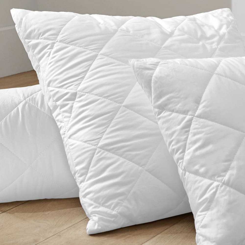 Lot 2 taies d'oreiller micro Quilte en polyester blanc 65 x 65