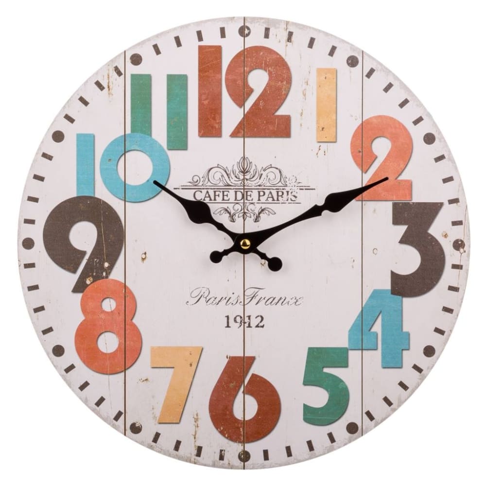 Horloge Murale En Bois Blanc D34x2 Cm