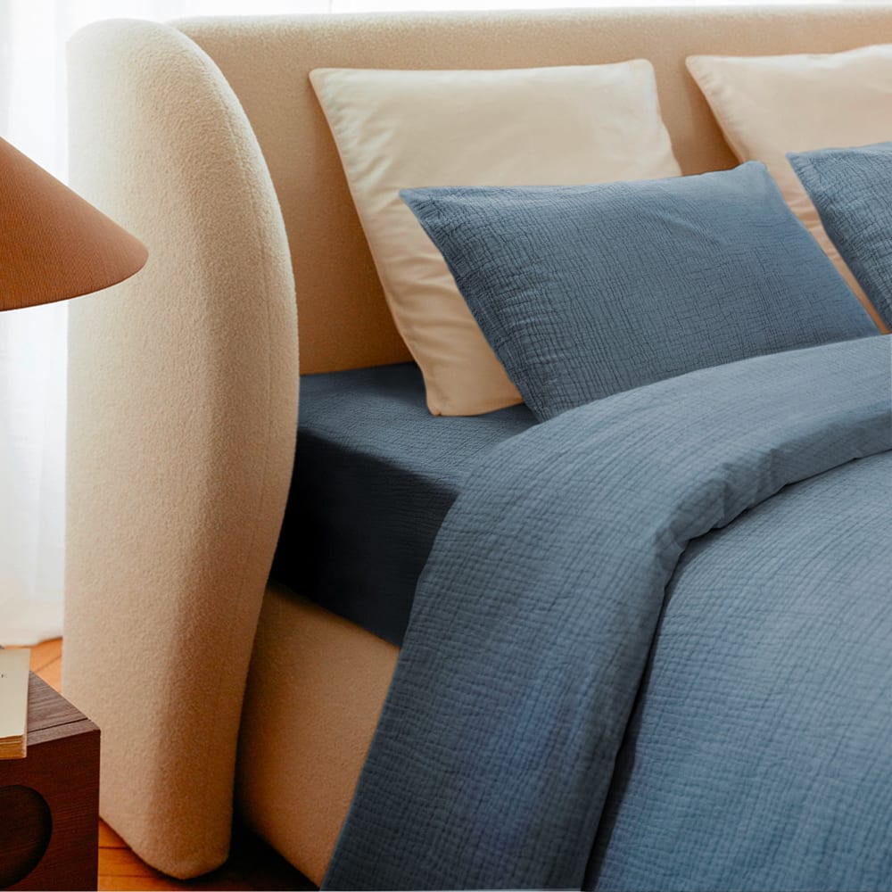Lot De 2 Taies D'oreiller 50x70cm - Dusty Blue - Gaze De Coton - Morphea