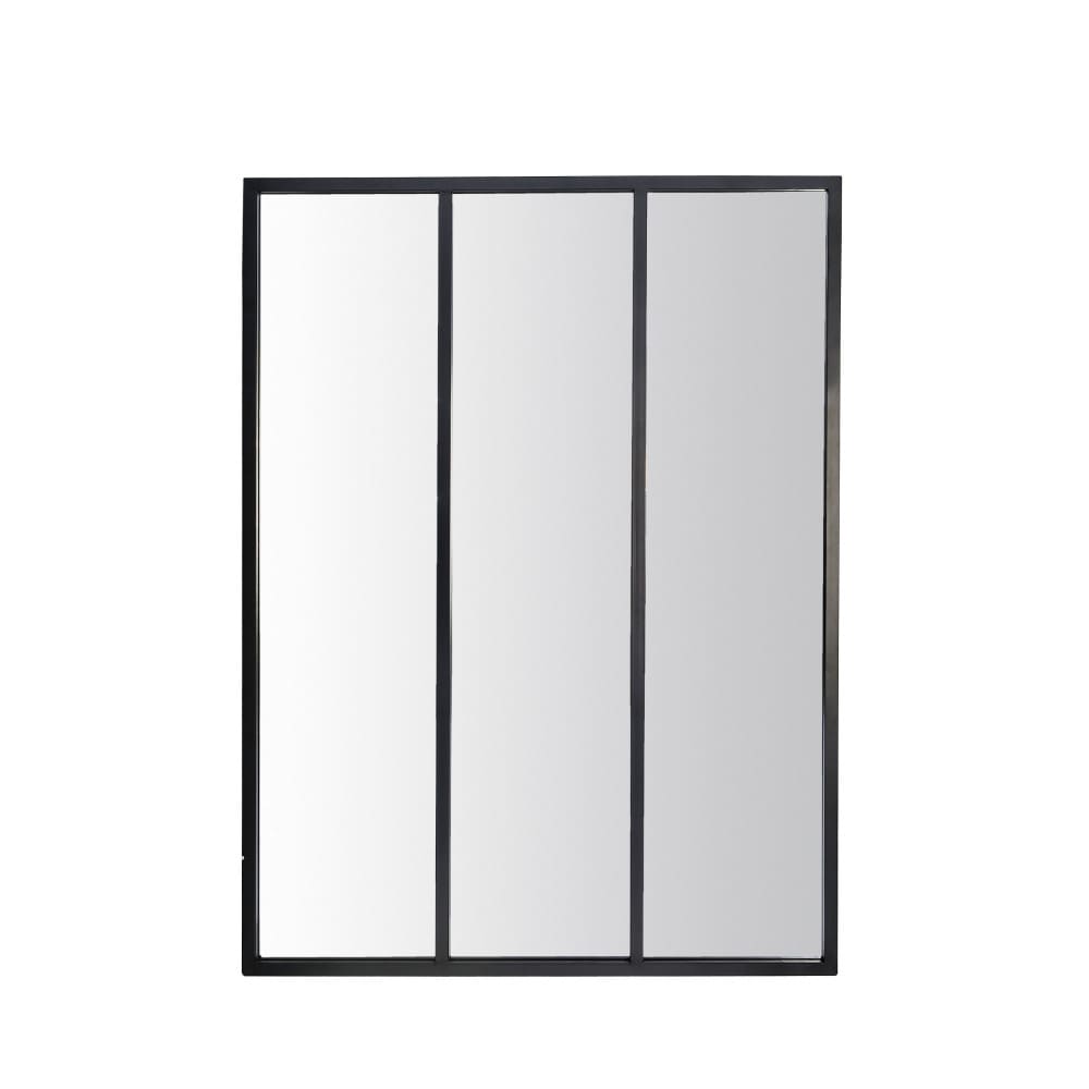 Miroir industriel 3 bandes métal noir 90x120cm