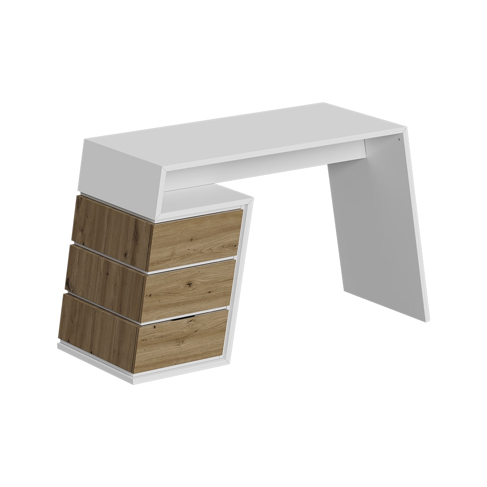Vicco Bureau blanc/chêne 105x50cm avec 3 tiroirs