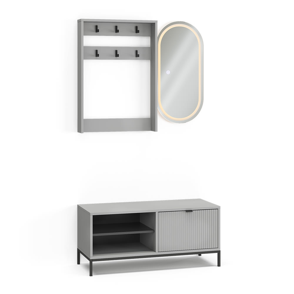 Vicco Vestiaire Gris 100x45cm Set, 3 pièces