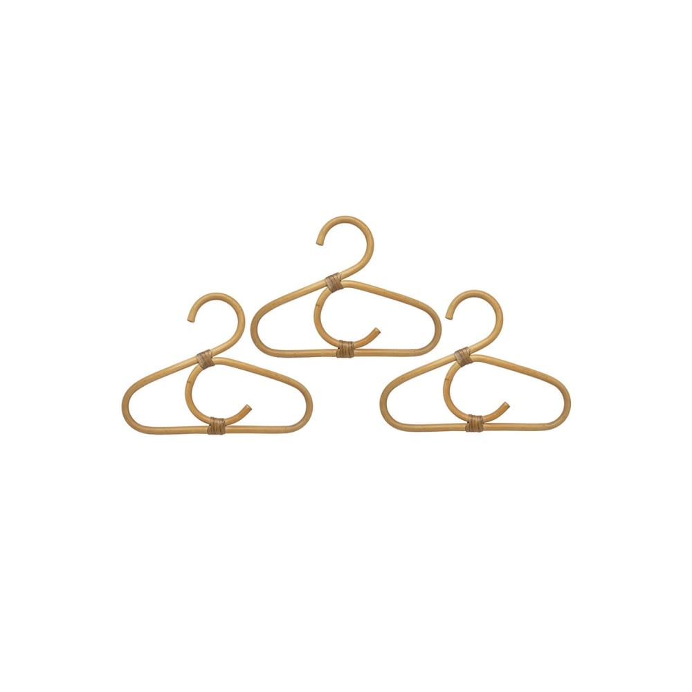 Lot de 3 cintres en rotin naturel 25 x 17 cm