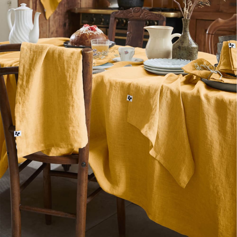 Margaux - Lot De 3 Serviettes 40x40cm Lin Lavé Coloris Miel