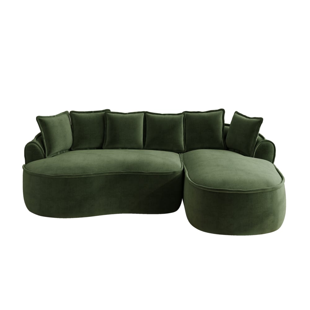 Canapé modulable avec méridienne 122 cm vert chenille sans montage pour salon