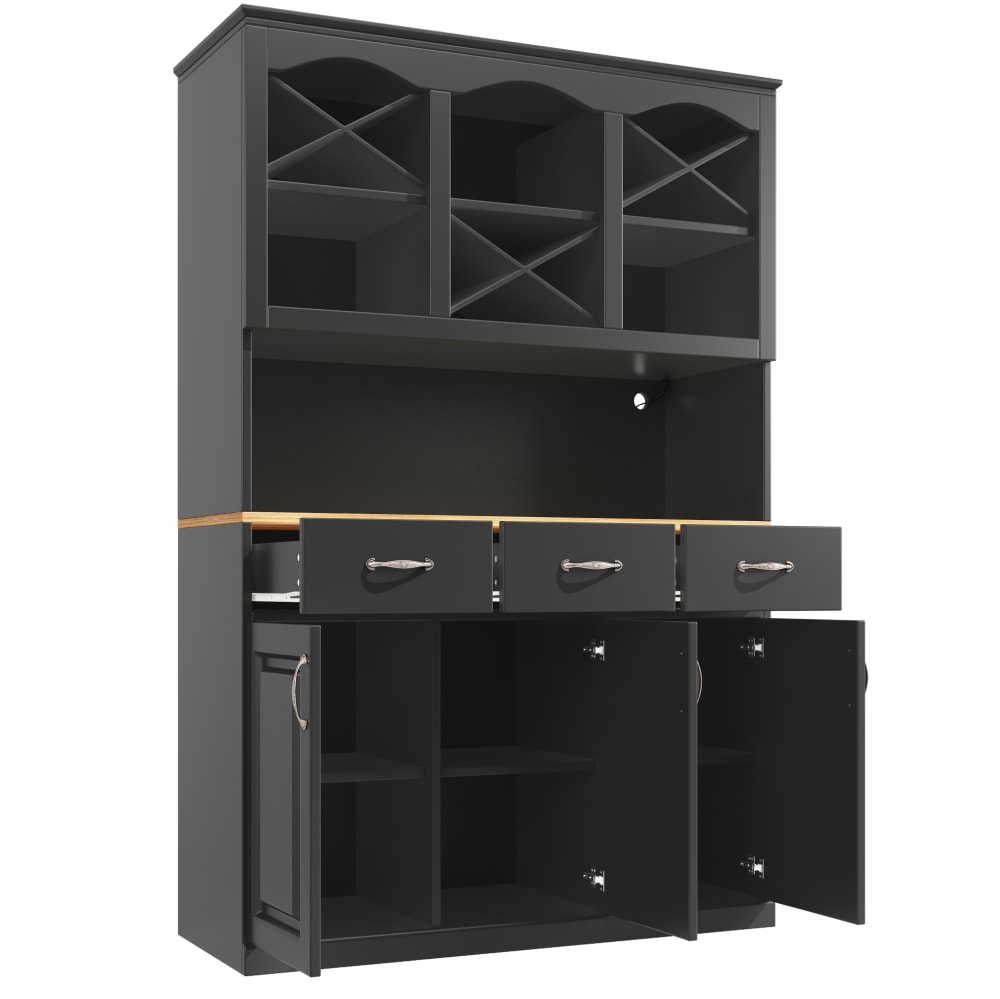 Buffet de cuisine en panneau de particules avec led noir 120x40x180 cm