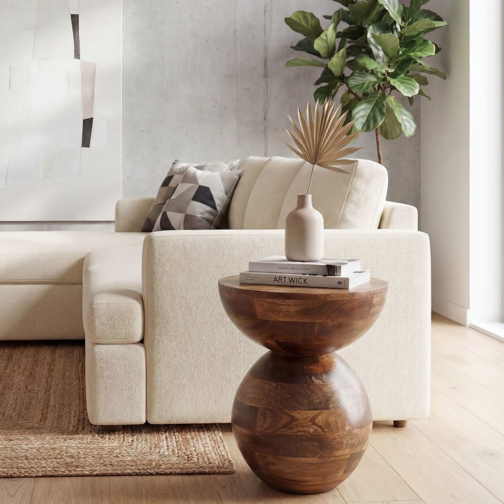 Table d'appoint en bois massif 35cm Table basse Table de salon Ronde Petite