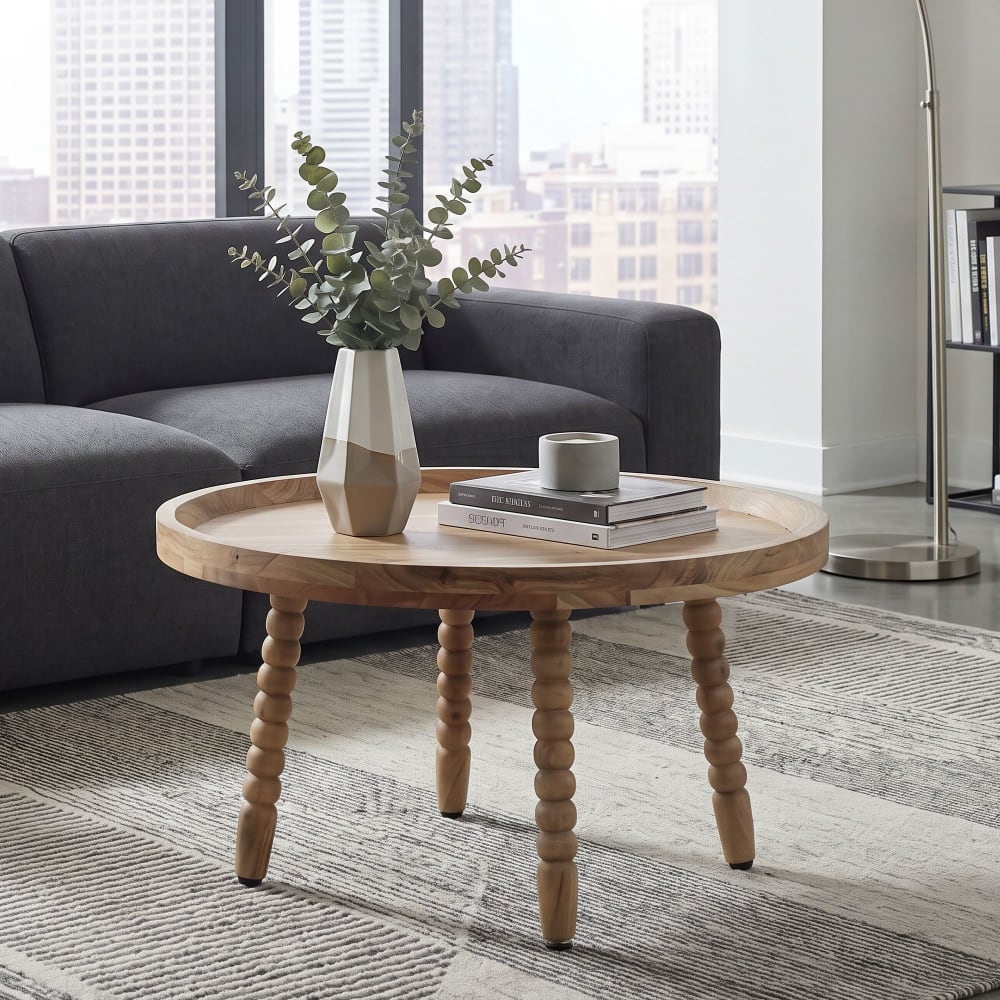 Table basse bois massif Table canapé 60cm ronde Table d'appoint design salon