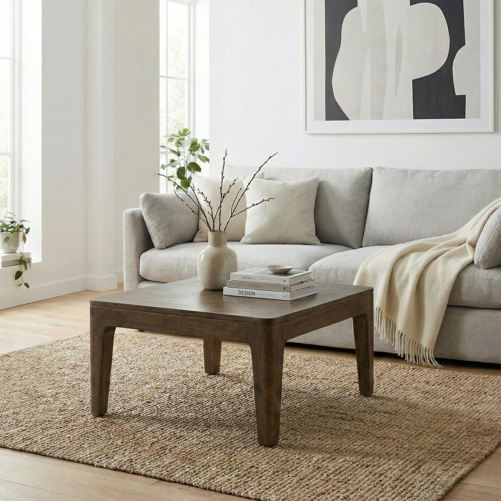 Table basse 60cm Mangue Bois massif Noyer - Table de salon, canapé, d'appoint