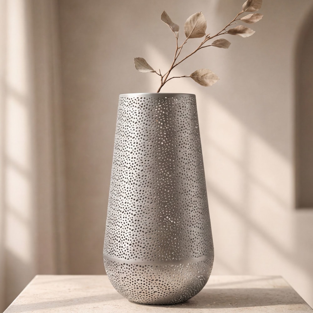 Vase 47cm Métal, Vase à fleurs, Vase de sol, Déco, Grand, Rond, Design, Haut