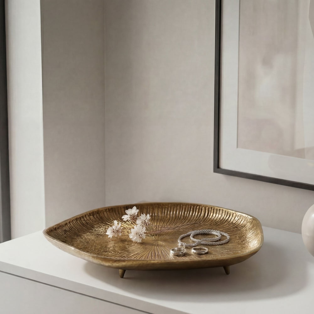 Coupelle décorative Métal 40cm Organique Décoration sur pied Plateau à bijoux
