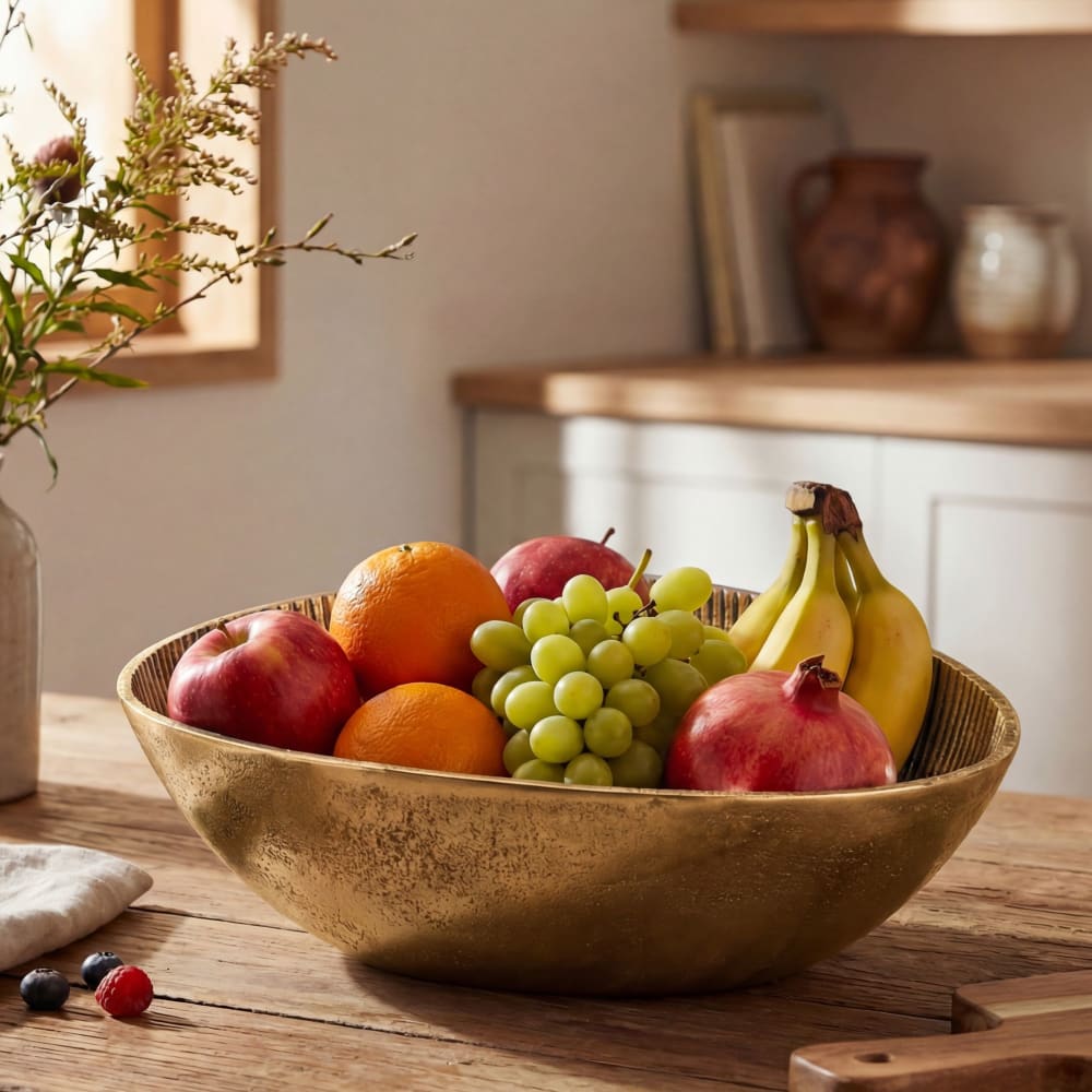 Coupe à fruits Aluminium Bol 40cm Décoration Métal Corbeille à fruits Ovale