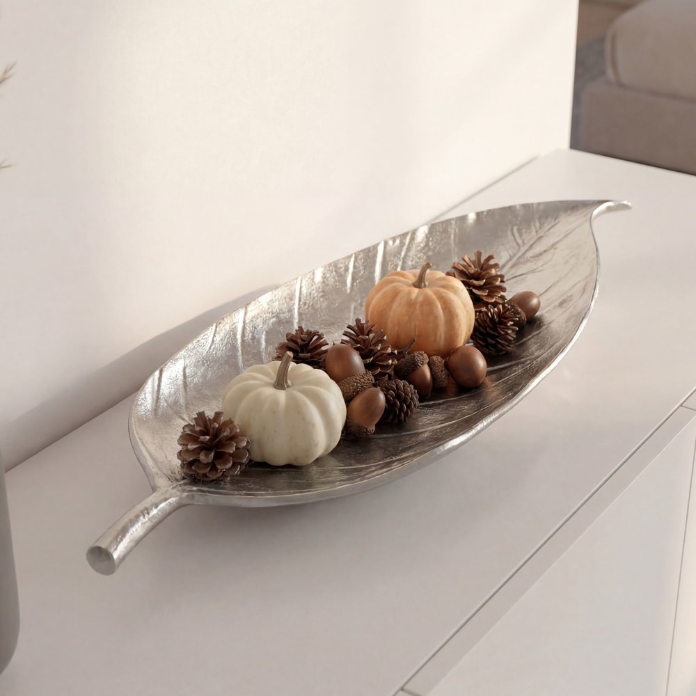 Coupe décorative Feuille Aluminium 61cm Déco de table Métal Accessoire Alu Grand