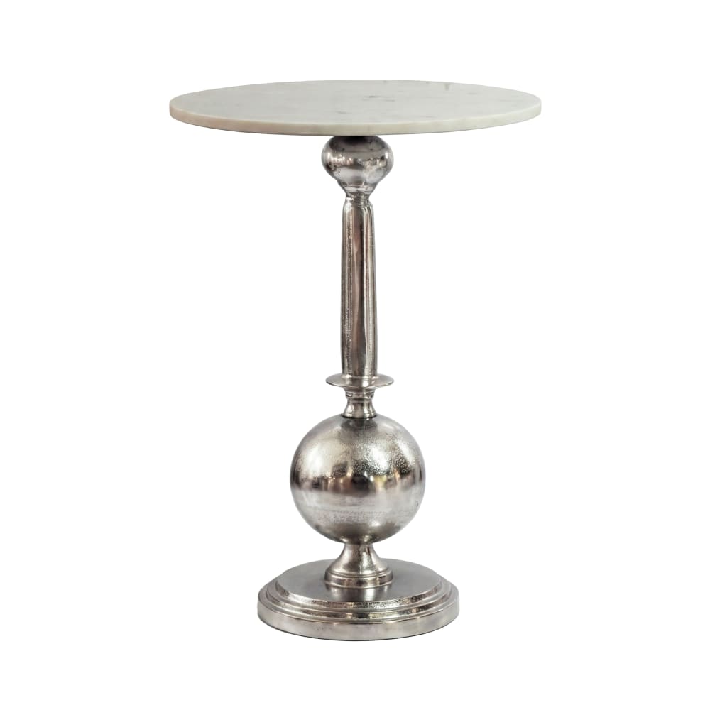 Table d'appoint 40cm alu métal table basse salon plateau marbre blanc rond