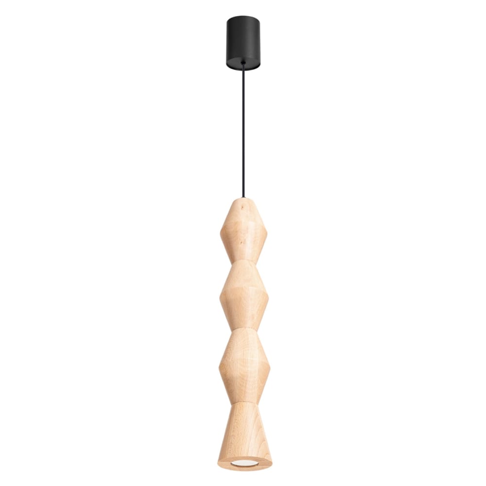 Sollux Kubbe Grand Plafonnier Suspendu Rond Et Fin En Bois Naturel, 1 X Gu10