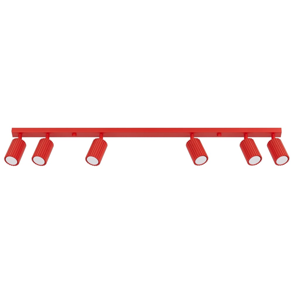 Sollux Karbon Barre De Spots De Plafond Rouge 6x Gu10